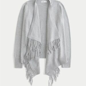 Hollister Light Gray Women's Fringe Sweater